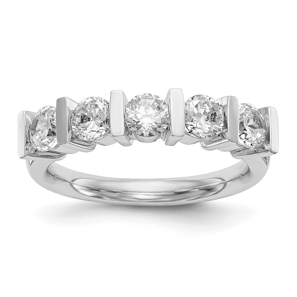 14K White Gold 5-Stone Half-Bezel 1.25 carat Round Complete Diamond Band