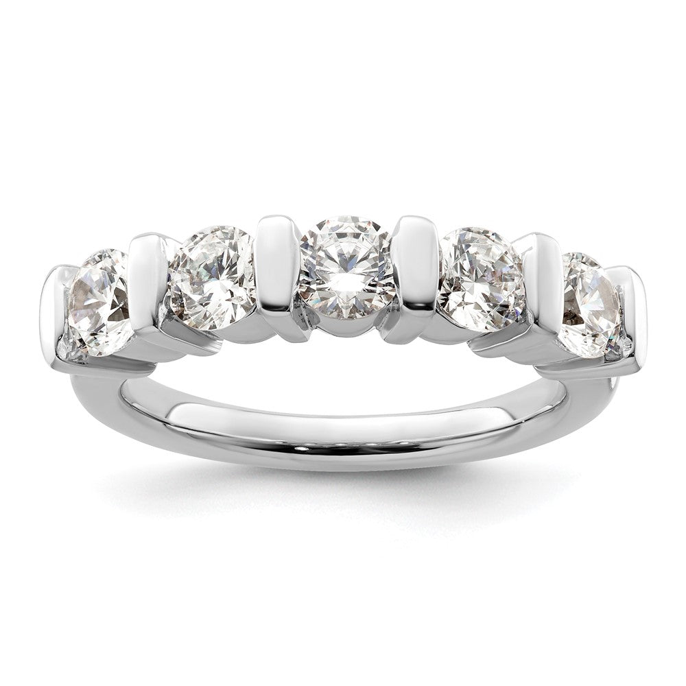 14K White Gold 5-Stone Half-Bezel 1.5 carat Round Complete Diamond Band