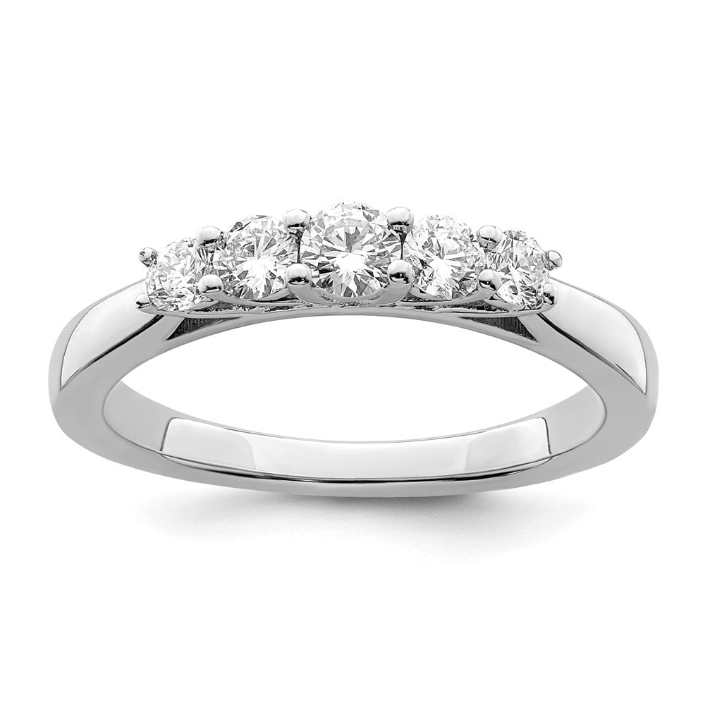 14K White Gold 5-Stone Shared Prong 1/2 carat Round Complete Diamond Band