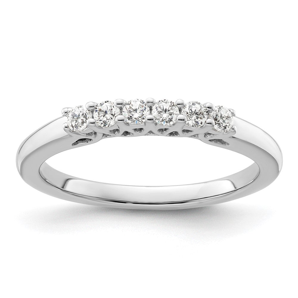 14K White Gold 6-Stone Shared Prong 1/4 carat Complete Round Diamond Band
