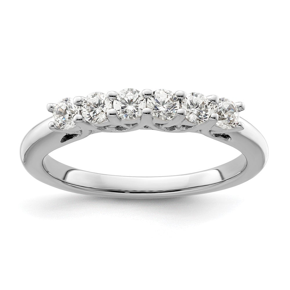 14K White Gold 6-Stone Shared Prong 1/2 carat Complete Round Diamond Band