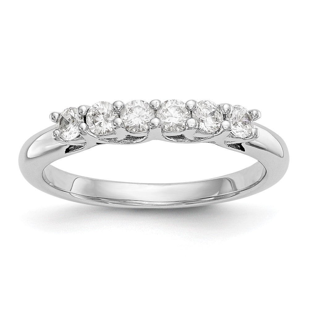 14K White Gold 6-Stone Shared Prong 3/4 carat Complete Round Diamond Band