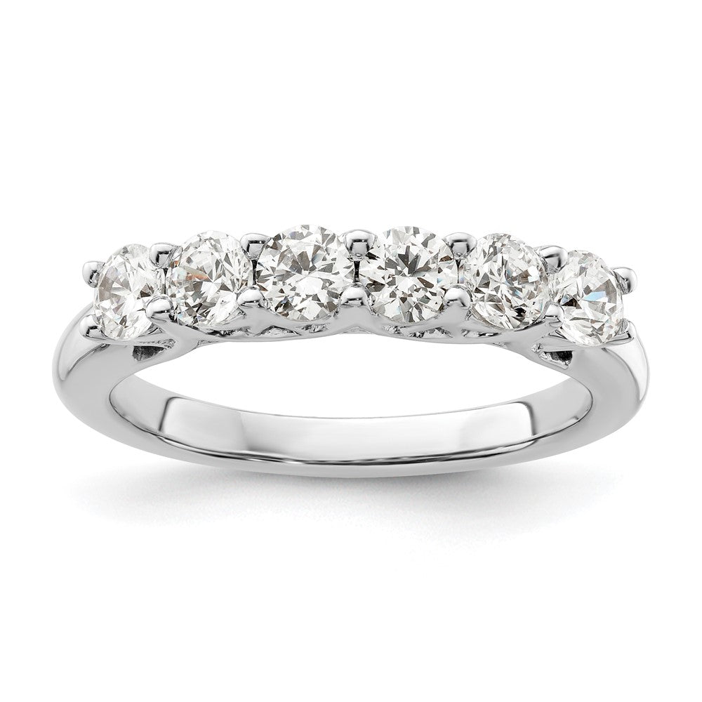 14K White Gold 6-Stone Shared Prong 1 carat Complete Round Diamond Band