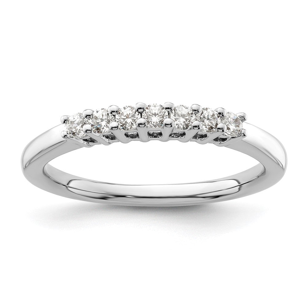 14K White Gold 7-Stone Shared Prong 1/4 carat Complete Round Diamond Band