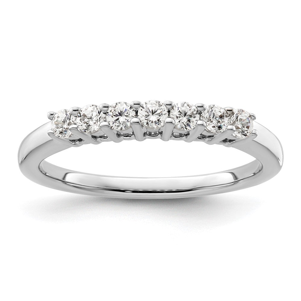 14K White Gold 7-Stone Shared Prong 1/3 carat Complete Round Diamond Band
