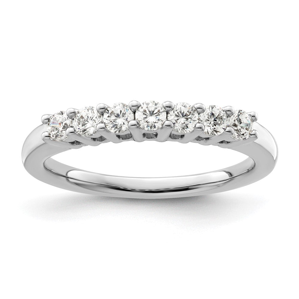 14K White Gold 7-Stone Shared Prong 1/2 carat Complete Round Diamond Band