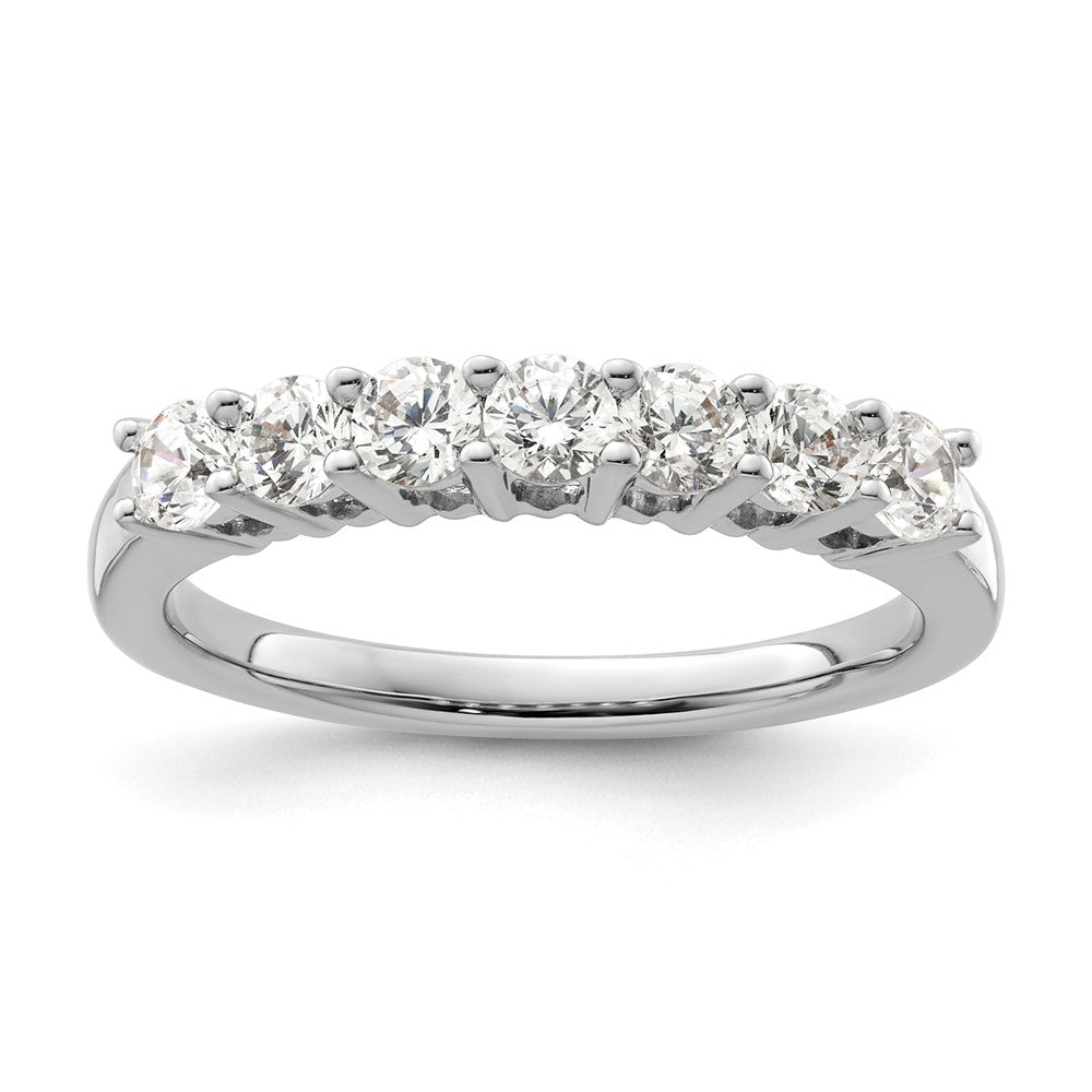 14K White Gold 7-Stone Shared Prong 3/4 carat Complete Round Diamond Band