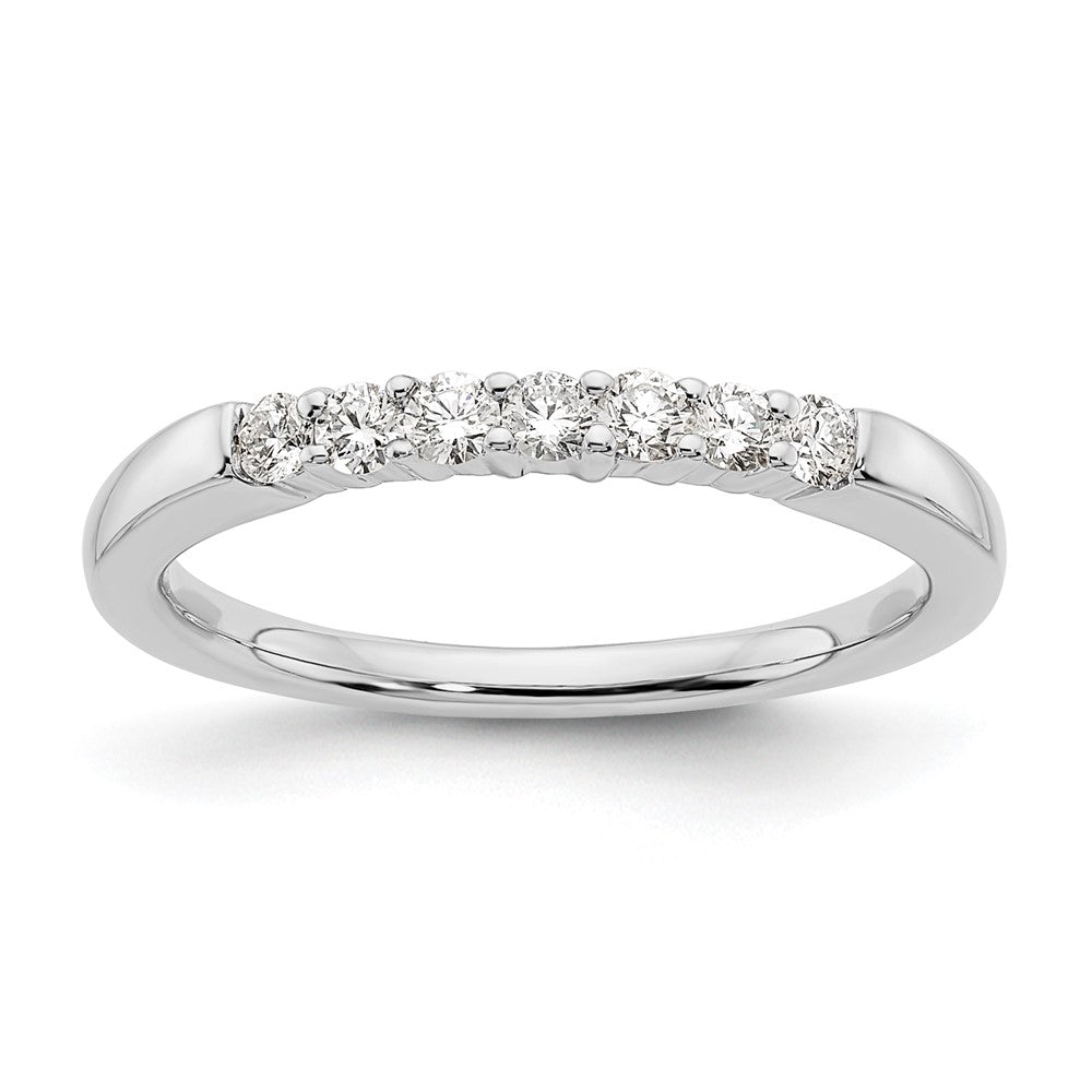 14K White Gold 7-Stone Shared Prong 1/4 carat Complete Round Diamond Band