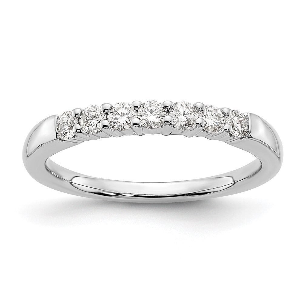 14K White Gold 7-Stone Shared Prong 1/3 carat Complete Round Diamond Band
