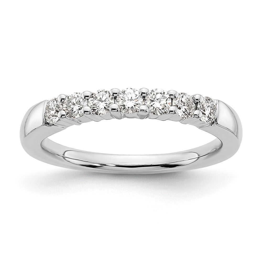 14K White Gold 7-Stone Shared Prong 1/2 carat Complete Round Diamond Band