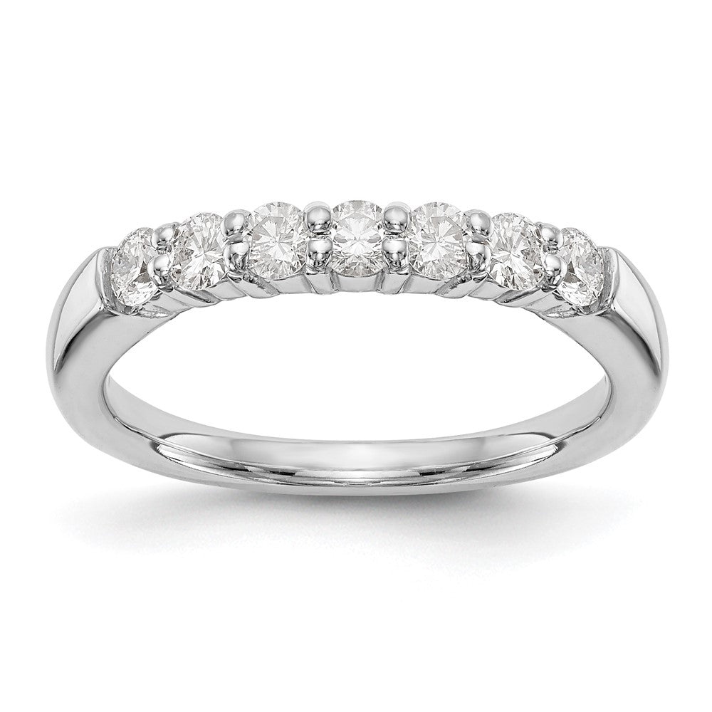 14K White Gold 7-Stone Shared Prong 3/4 carat Complete Round Diamond Band