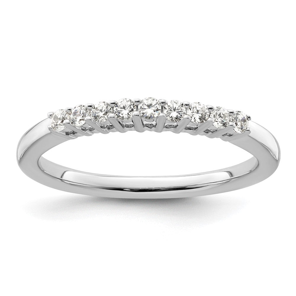 14K White Gold 9-Stone Shared Prong 1/5 carat Complete Round Diamond Band