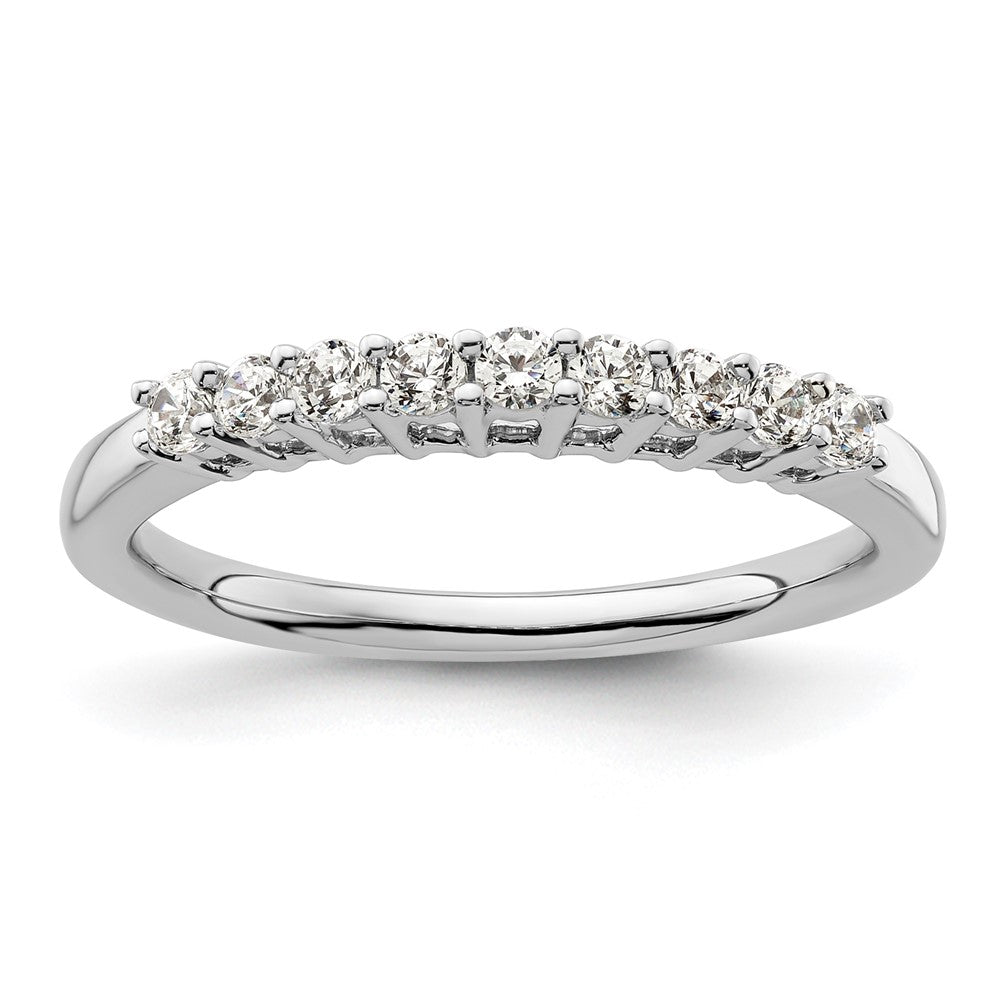 14K White Gold 9-Stone Shared Prong 1/3 carat Complete Round Diamond Band
