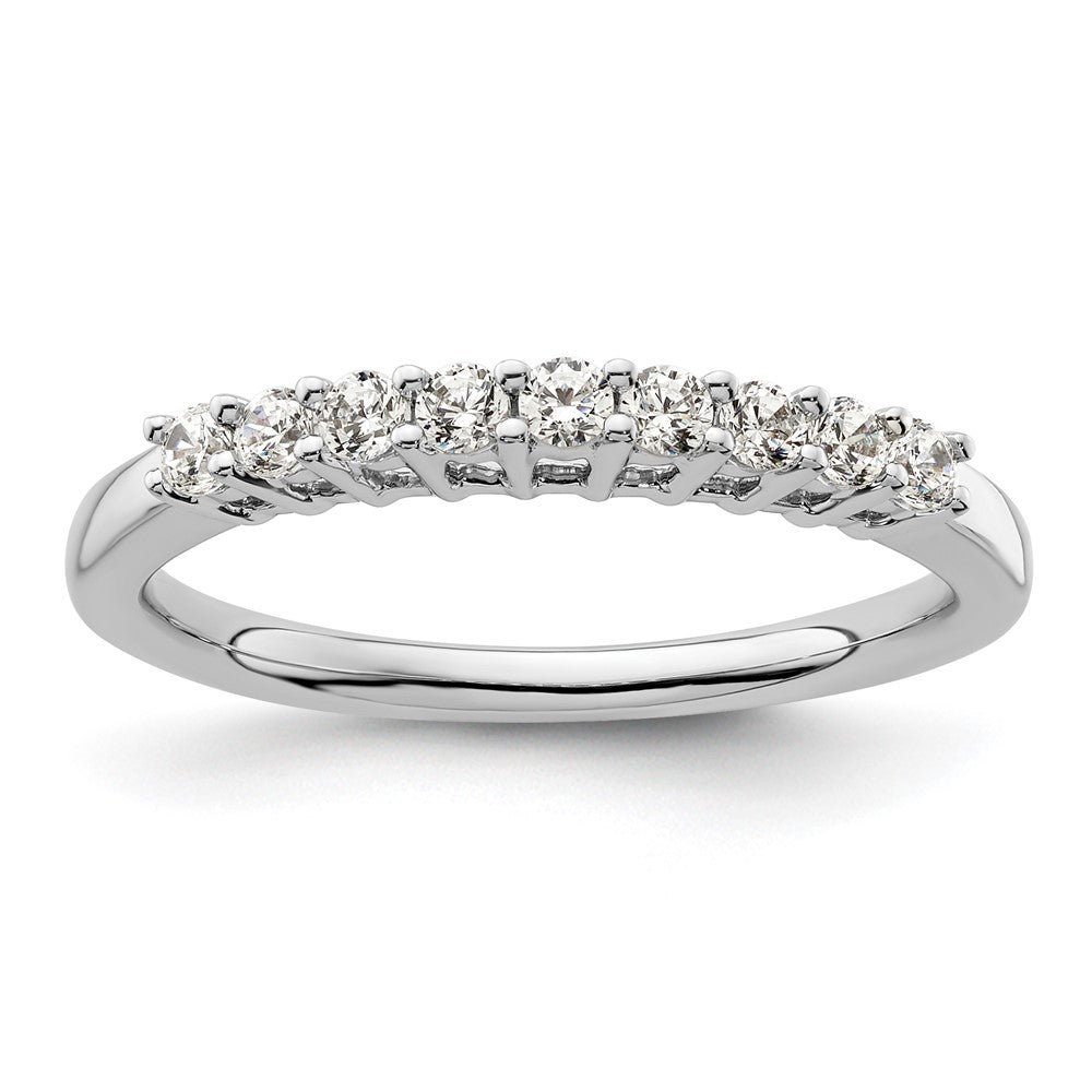 14K White Gold 9-Stone Shared Prong 1/3 carat Complete Round Diamond Band