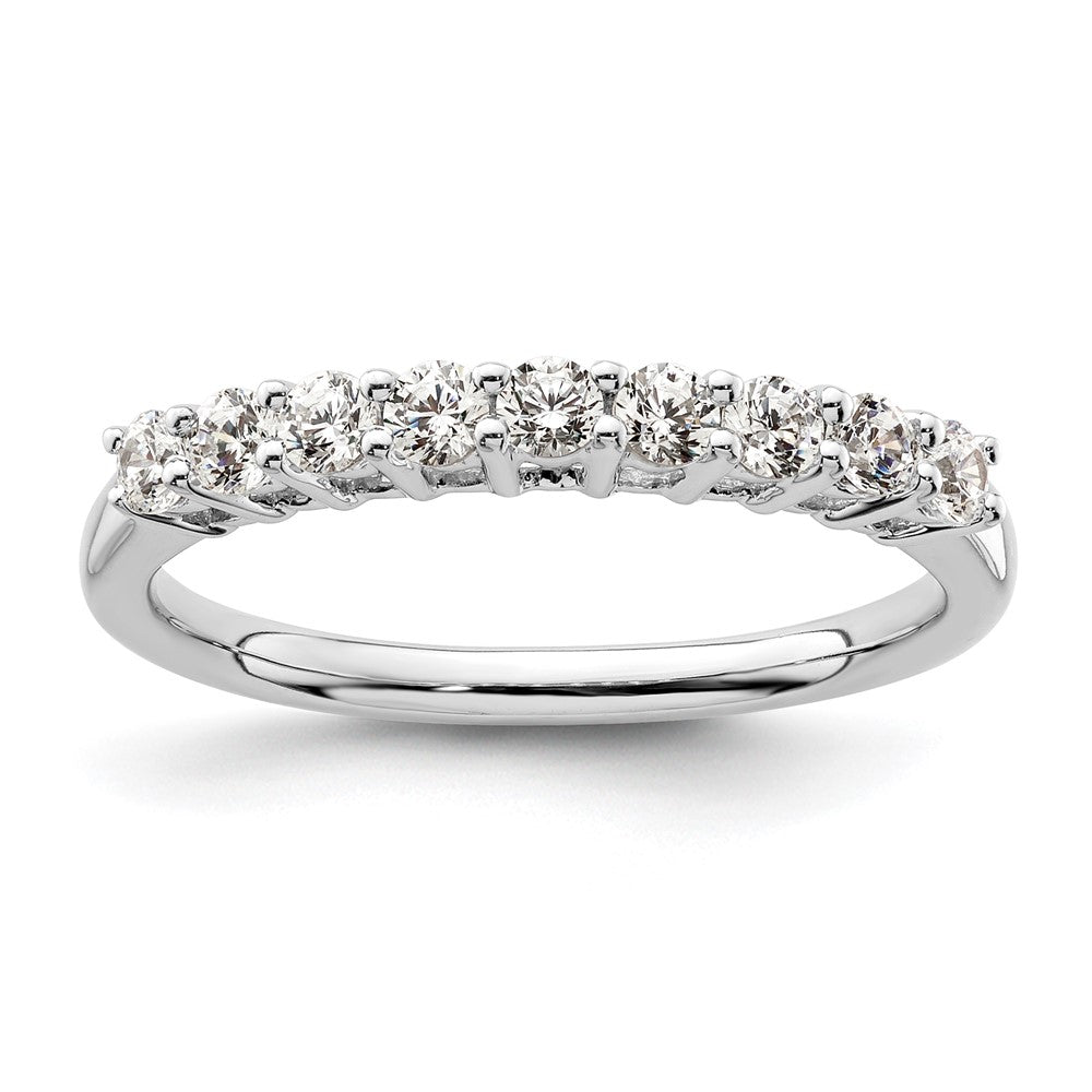 14K White Gold 9-Stone Shared Prong 1/2 carat Complete Round Diamond Band