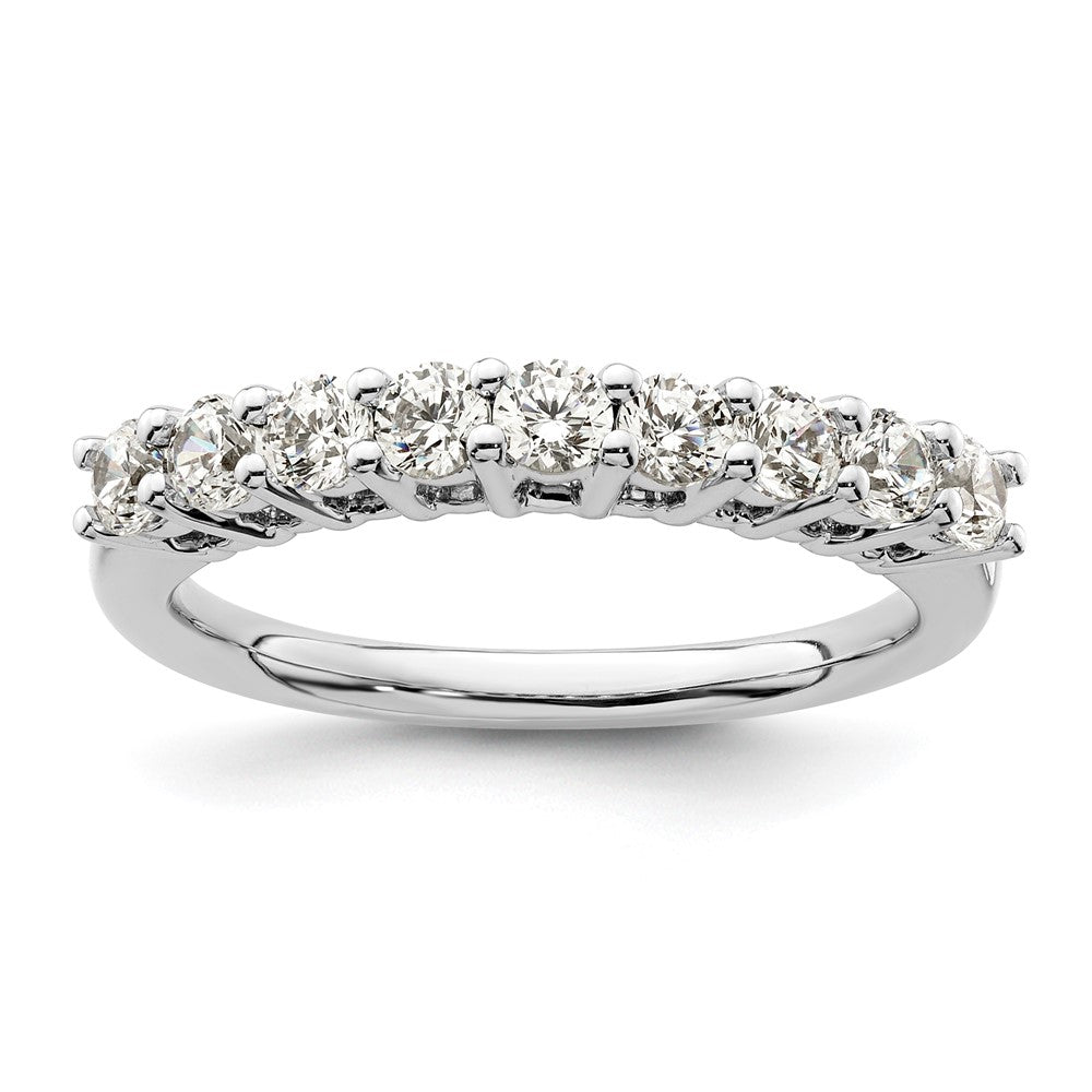 14K White Gold 9-Stone Shared Prong 3/4 carat Complete Round Diamond Band