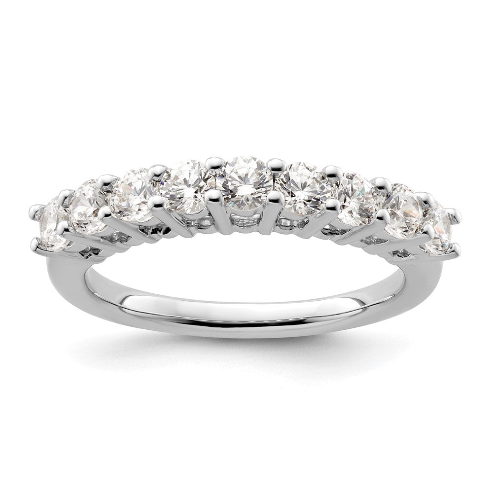 14K White Gold 9-Stone Shared Prong 1 carat Complete Round Diamond Band