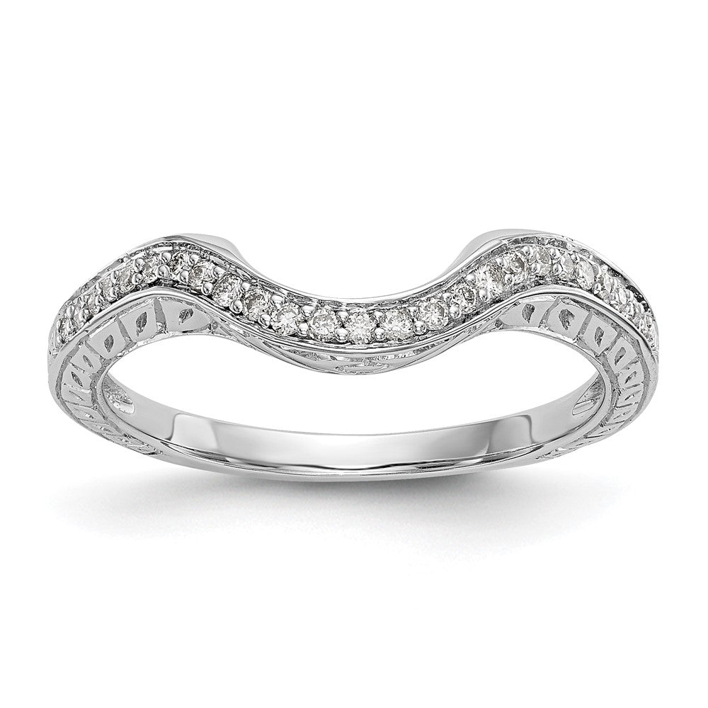14K White Gold 1/8 carat Diamond Contoured Complete Wedding Band
