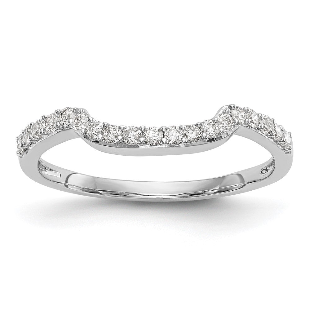 14K White Gold 1/4 carat Diamond Contoured Complete Wedding Band