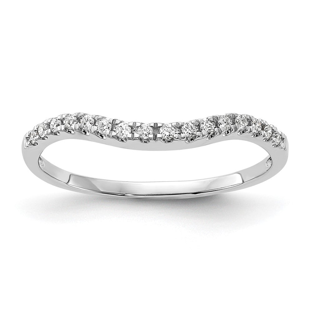14K White Gold 1/10 carat Diamond Contoured Complete Wedding Band