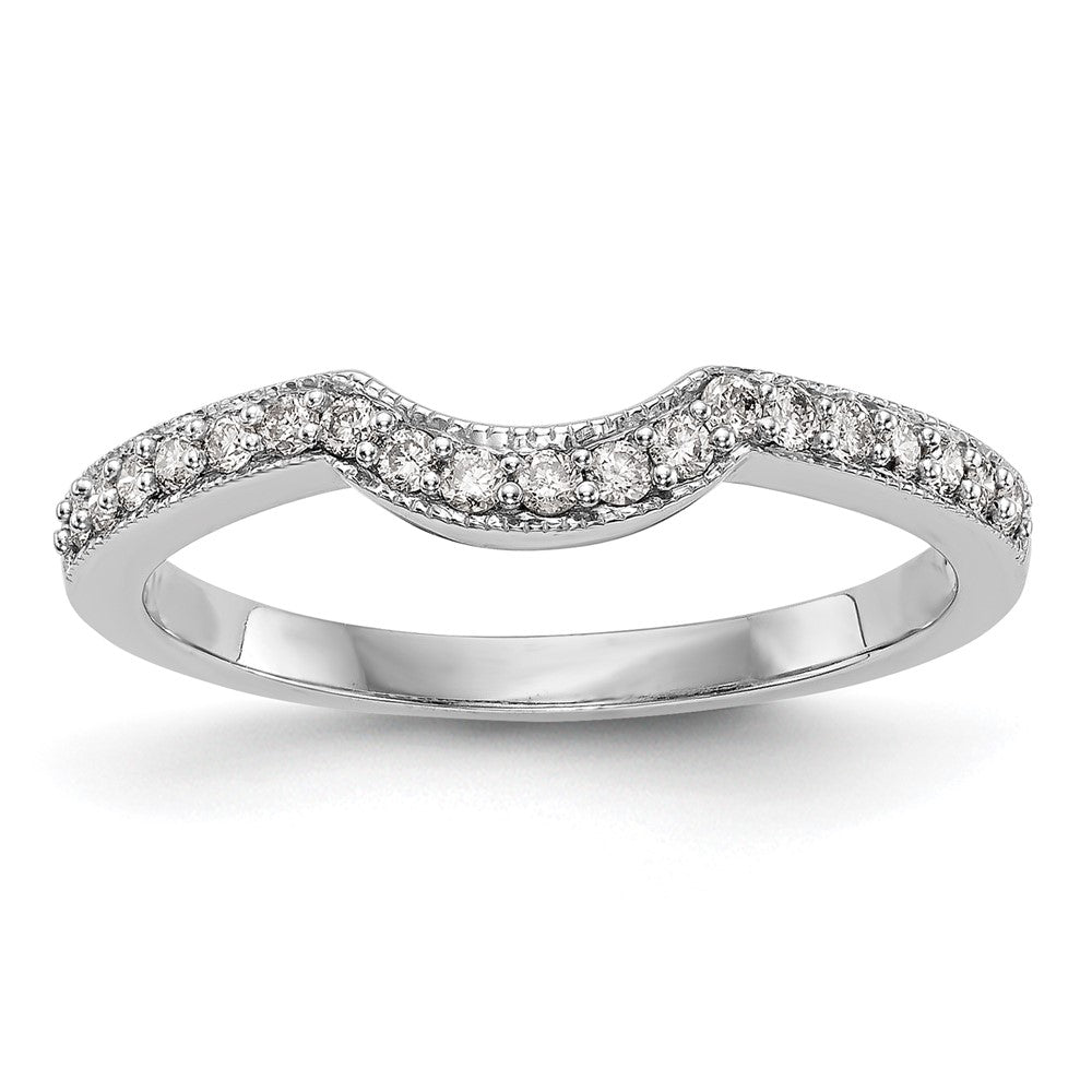 14K White Gold 1/5 carat Diamond Contoured Complete Wedding Band
