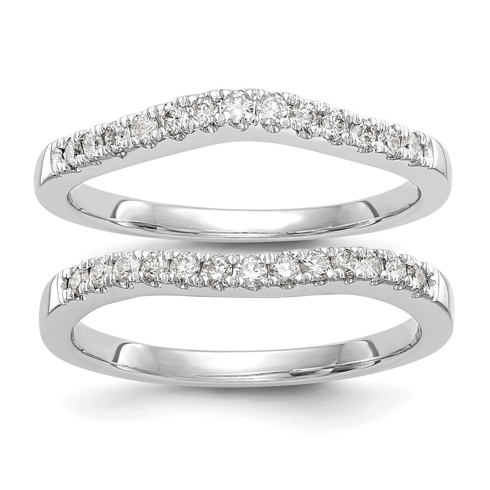 14K White Gold 1/3 carat Diamond Set of 2 Contoured Complete Wedding Bands