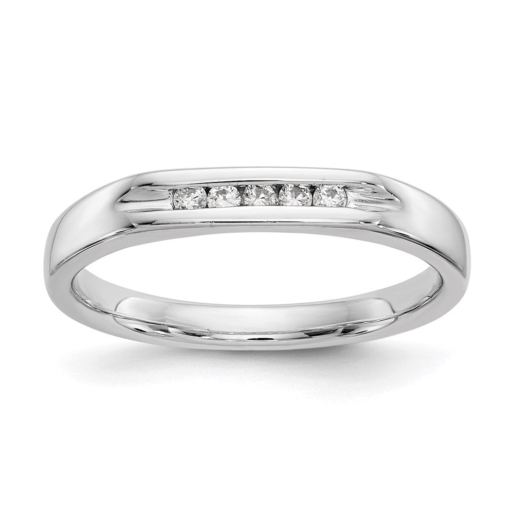 14K White Gold 5-Stone 1/10 carat Round Diamond Complete Channel Band