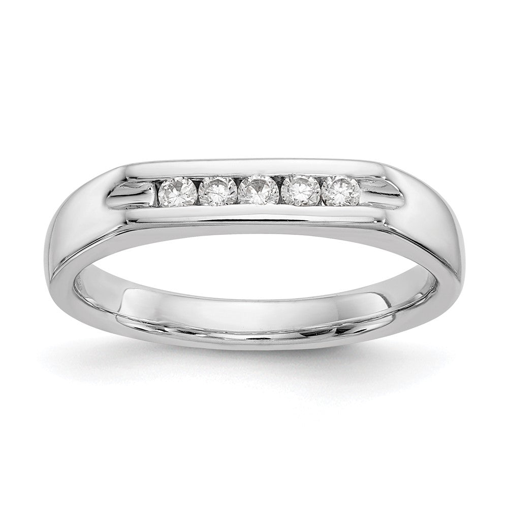 14K White Gold 5-Stone 1/6 carat Round Diamond Complete Channel Band