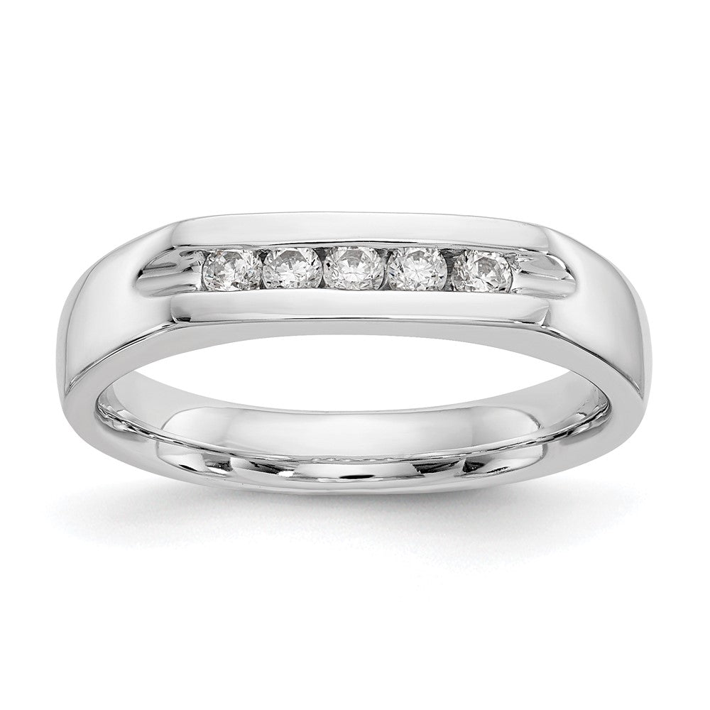 14K White Gold 5-Stone 1/5 carat Round Diamond Complete Channel Band