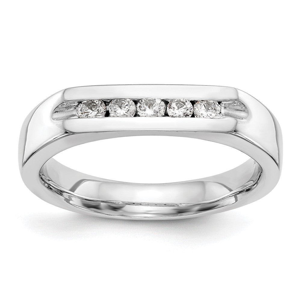 14K White Gold 5-Stone 1/4 carat Round Diamond Complete Channel Band