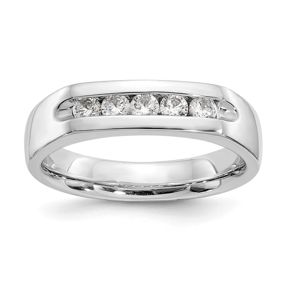 14K White Gold 5-Stone 1/3 carat Round Diamond Complete Channel Band