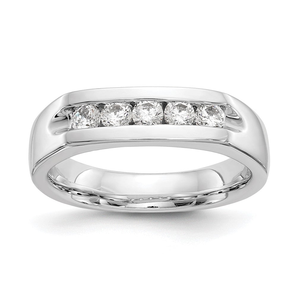 14K White Gold 5-Stone 3/8 carat Round Diamond Complete Channel Band