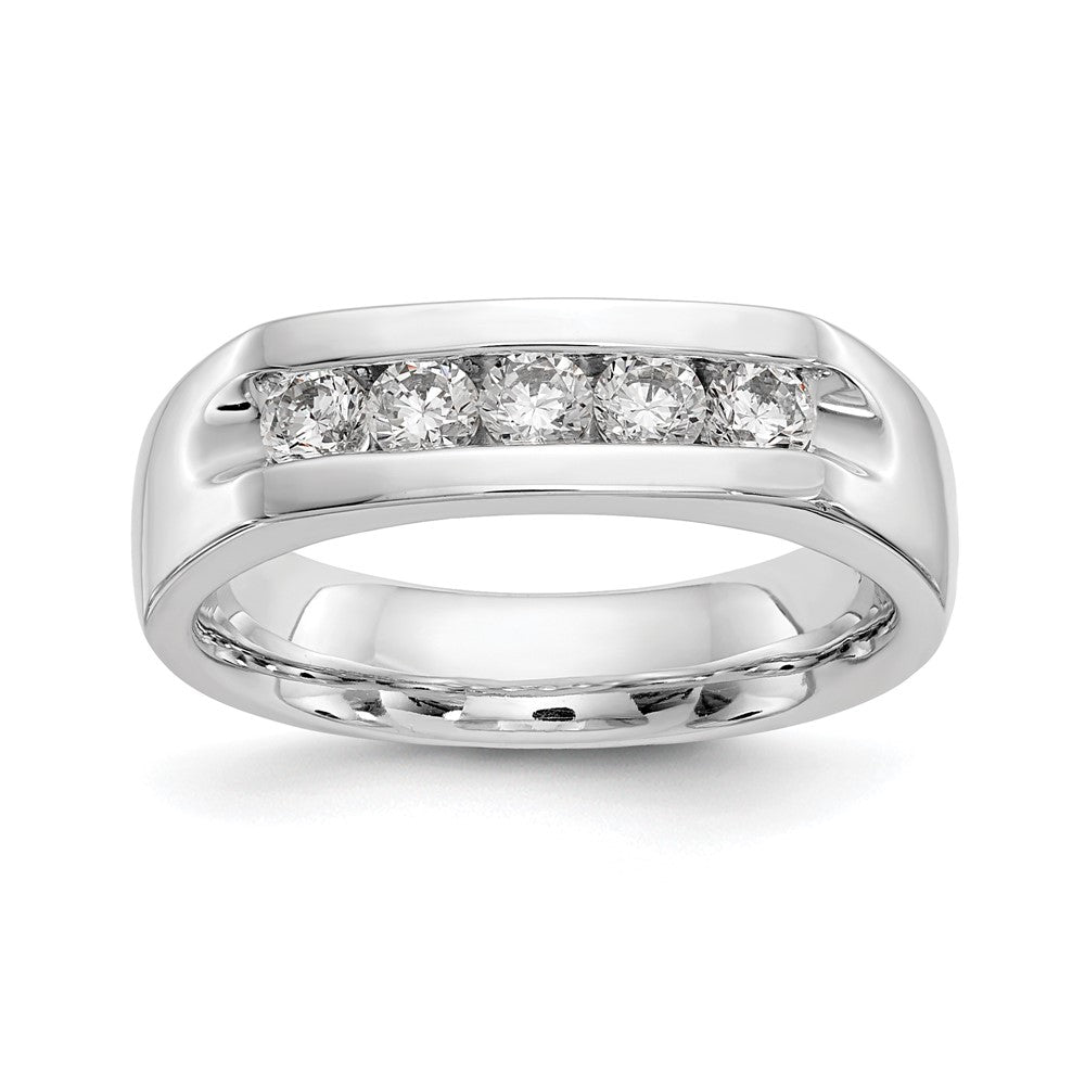 14K White Gold 5-Stone 1/2 carat Round Diamond Complete Channel Band