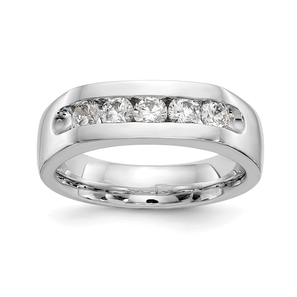14K White Gold 5-Stone 5/8 carat Round Diamond Complete Channel Band