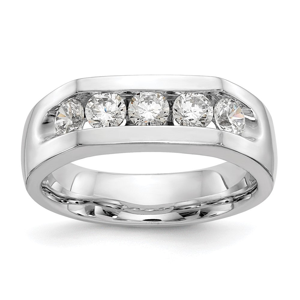 14K White Gold 5-Stone 3/4 carat Round Diamond Complete Channel Band