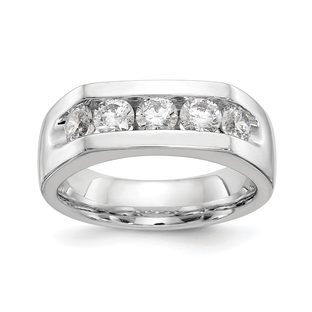 14K White Gold 5-Stone 1 carat Round Diamond Complete Channel Band