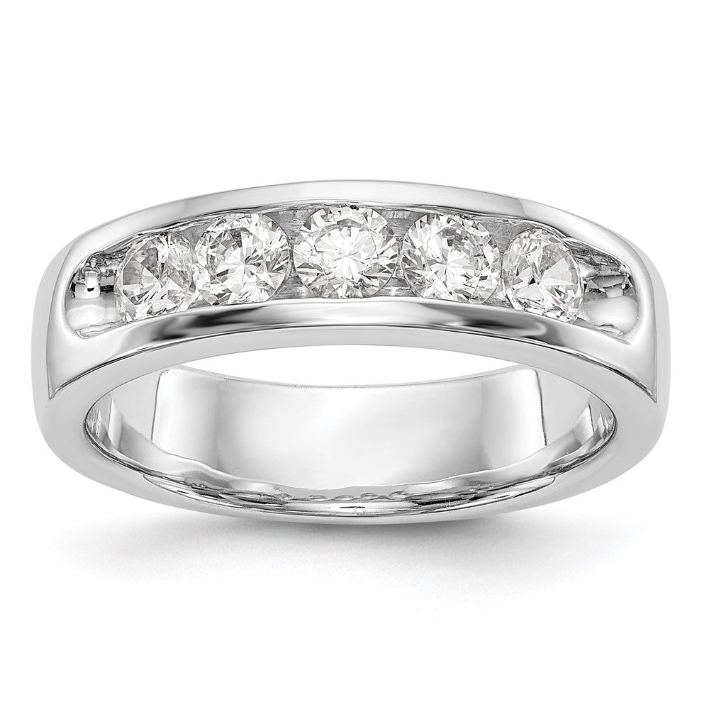 14K White Gold 5-Stone Diamond Channel Band