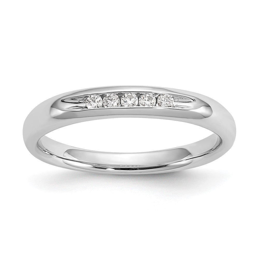 14K White Gold 5-Stone 1/10 carat Round Diamond Complete Channel Band