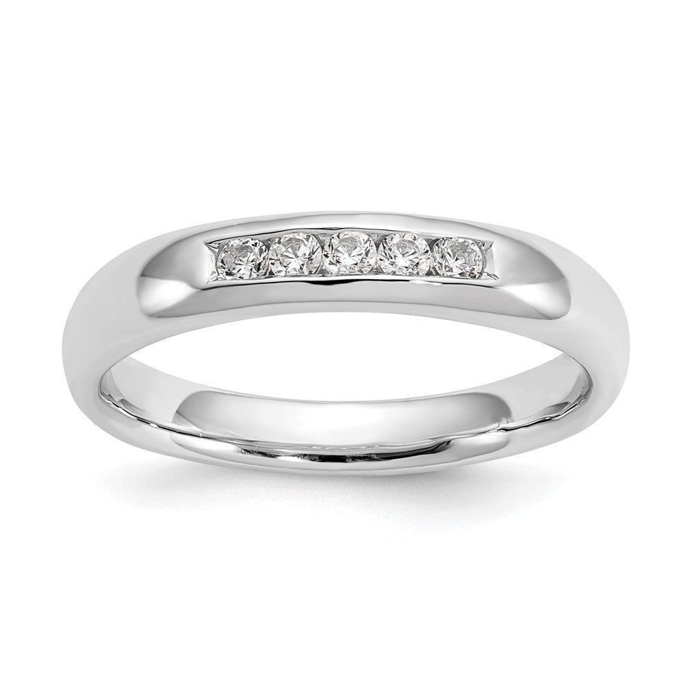 14K White Gold 5-Stone 1/6 carat Round Diamond Complete Channel Band