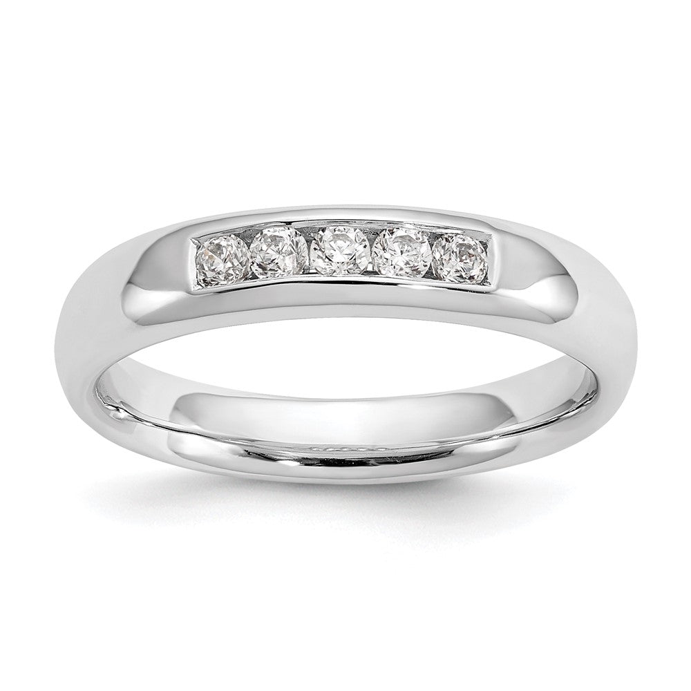 14K White Gold 5-Stone 1/5 carat Round Diamond Complete Channel Band