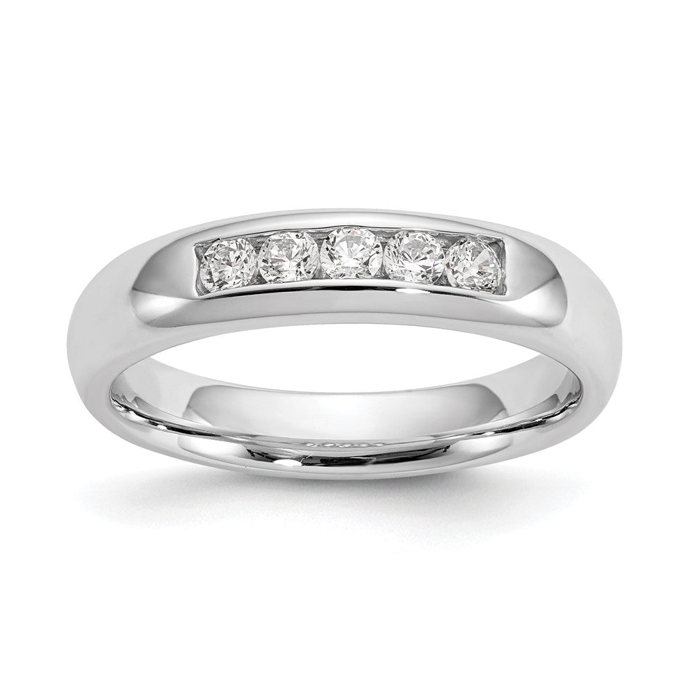 14K White Gold 5-Stone 1/4 carat Round Diamond Complete Channel Band