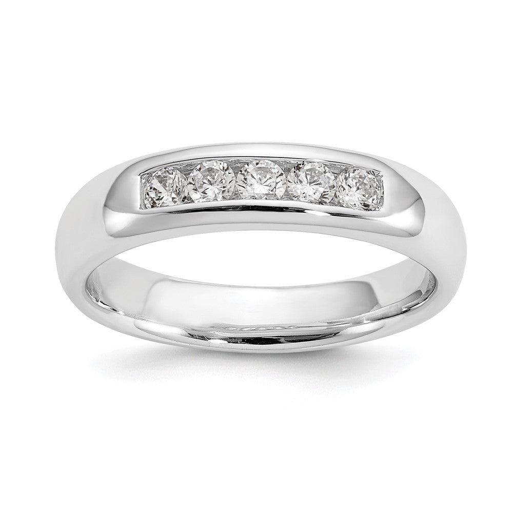 14K White Gold 5-Stone 1/3 carat Round Diamond Complete Channel Band