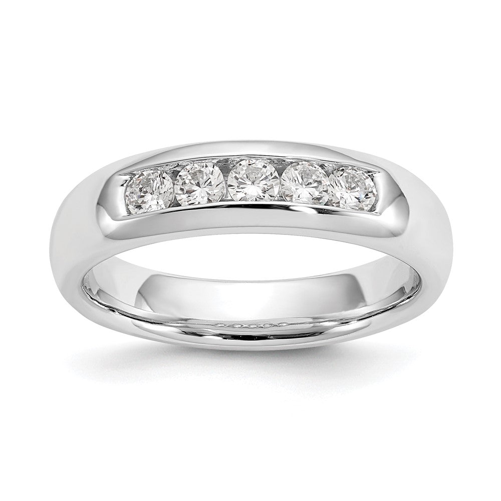 14K White Gold 5-Stone 3/8 carat Round Diamond Complete Channel Band