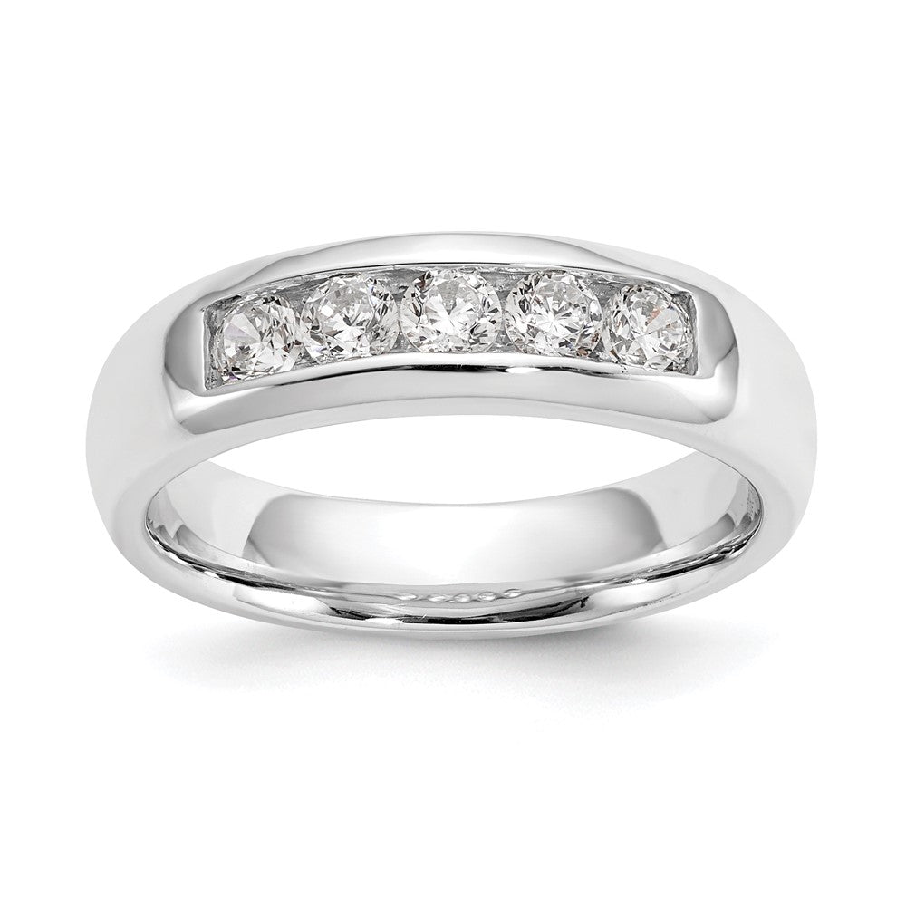 14K White Gold 5-Stone 1/2 carat Round Diamond Complete Channel Band