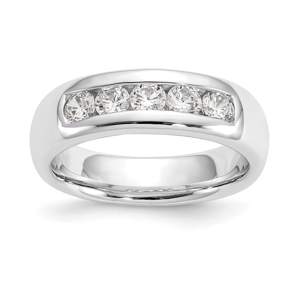 14K White Gold 5-Stone 5/8 carat Round Diamond Complete Channel Band