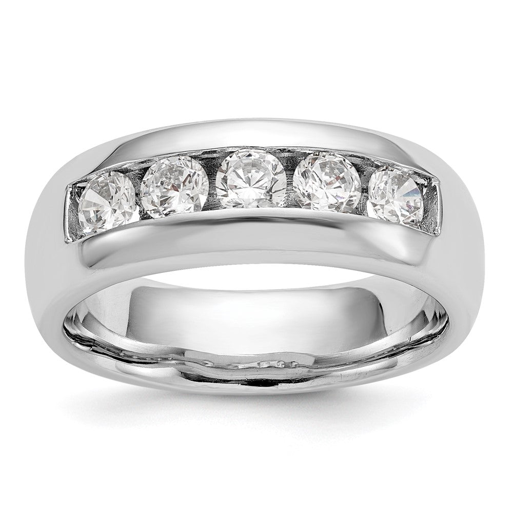 14K White Gold 5-Stone 1 carat Round Diamond Complete Channel Band