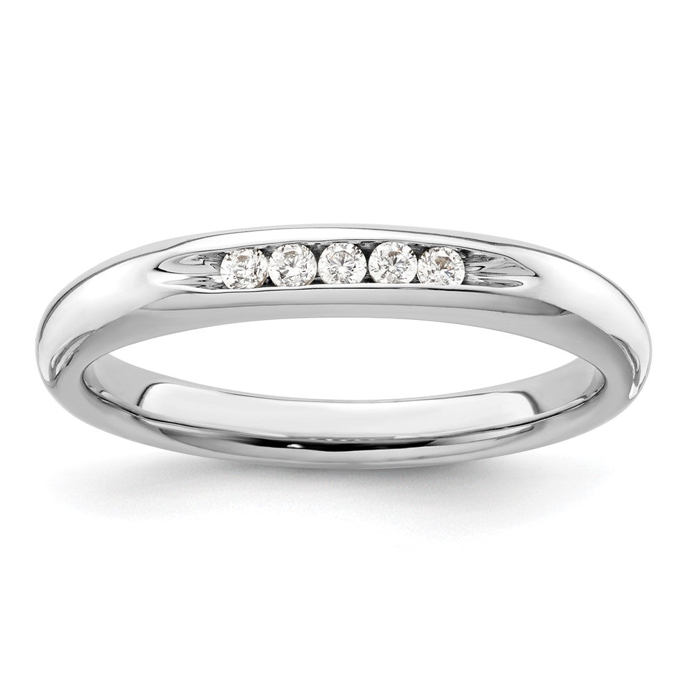 14K White Gold 5-Stone 1/10 carat Round Diamond Complete Channel Band