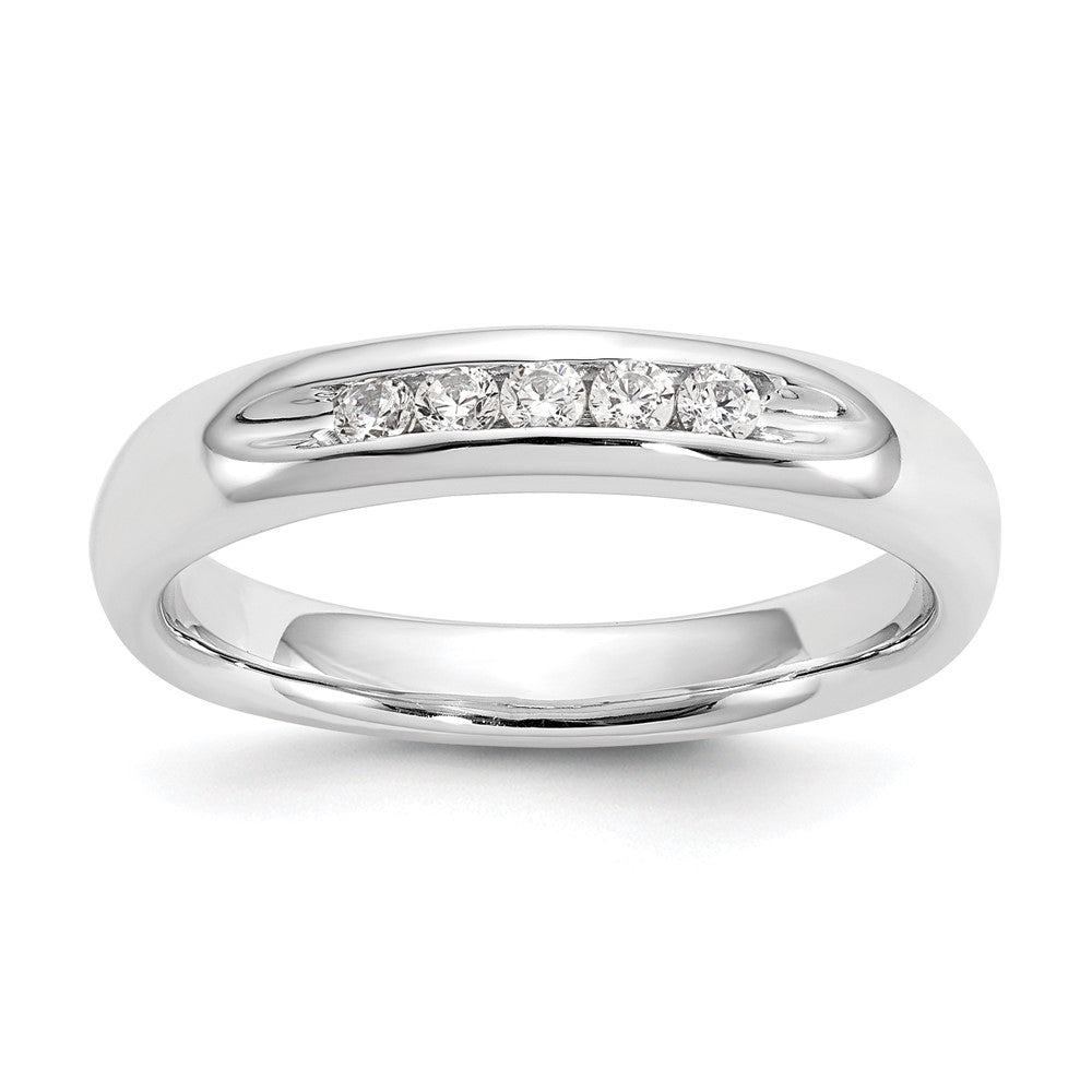 14K White Gold 5-Stone 1/6 carat Round Diamond Complete Channel Band