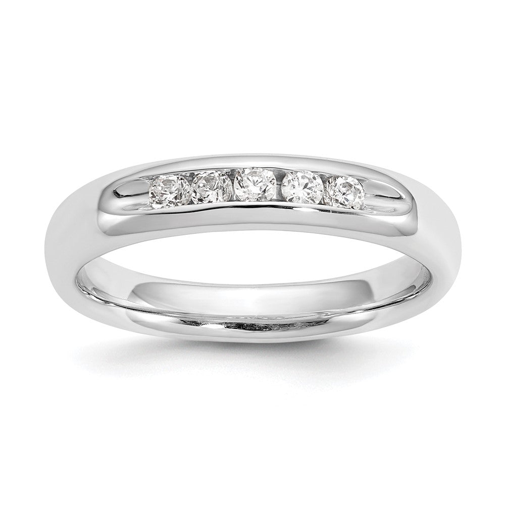 14K White Gold 5-Stone 1/5 carat Round Diamond Complete Channel Band