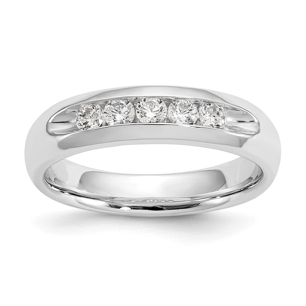 14K White Gold 5-Stone 1/3 carat Round Diamond Complete Channel Band